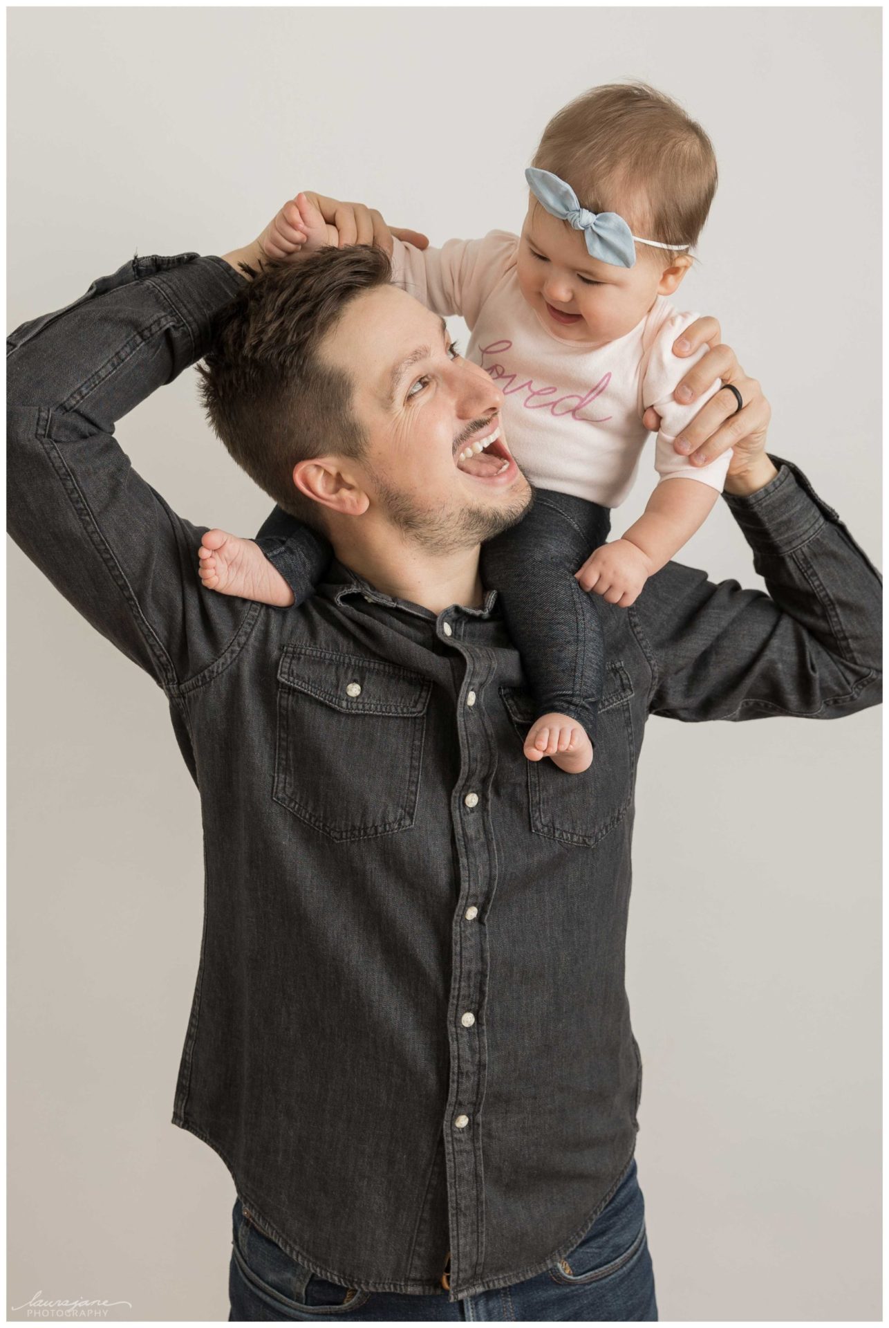 Nine Month Old Baby Portraits with Dad