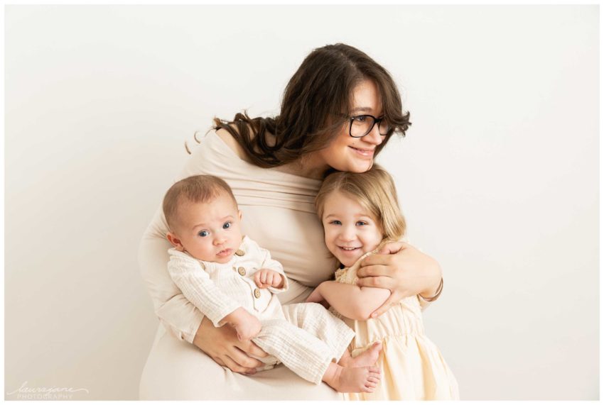 Simple Cream Family Portrait Style