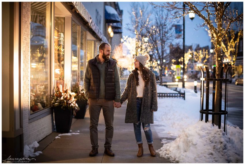 Engagement Photos with Christmas Lights