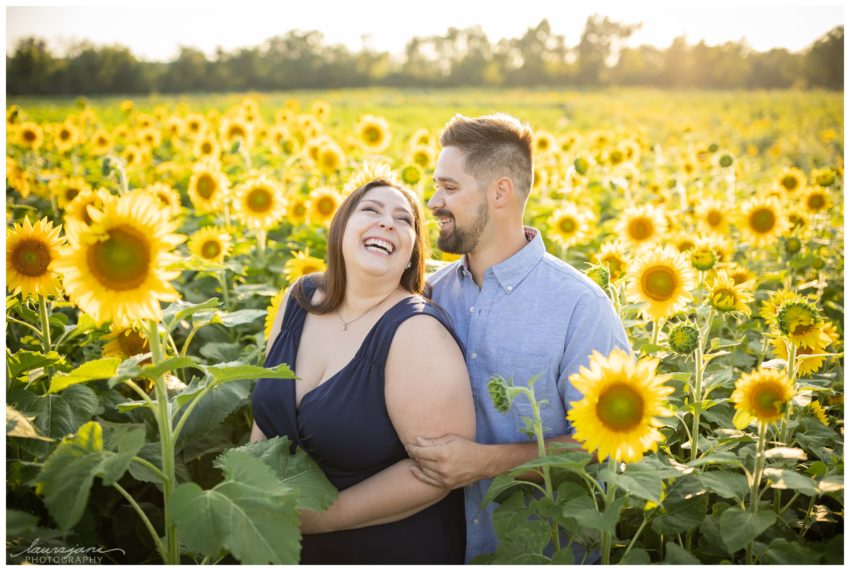 Engagement photo at Lannon Sunflower Farm