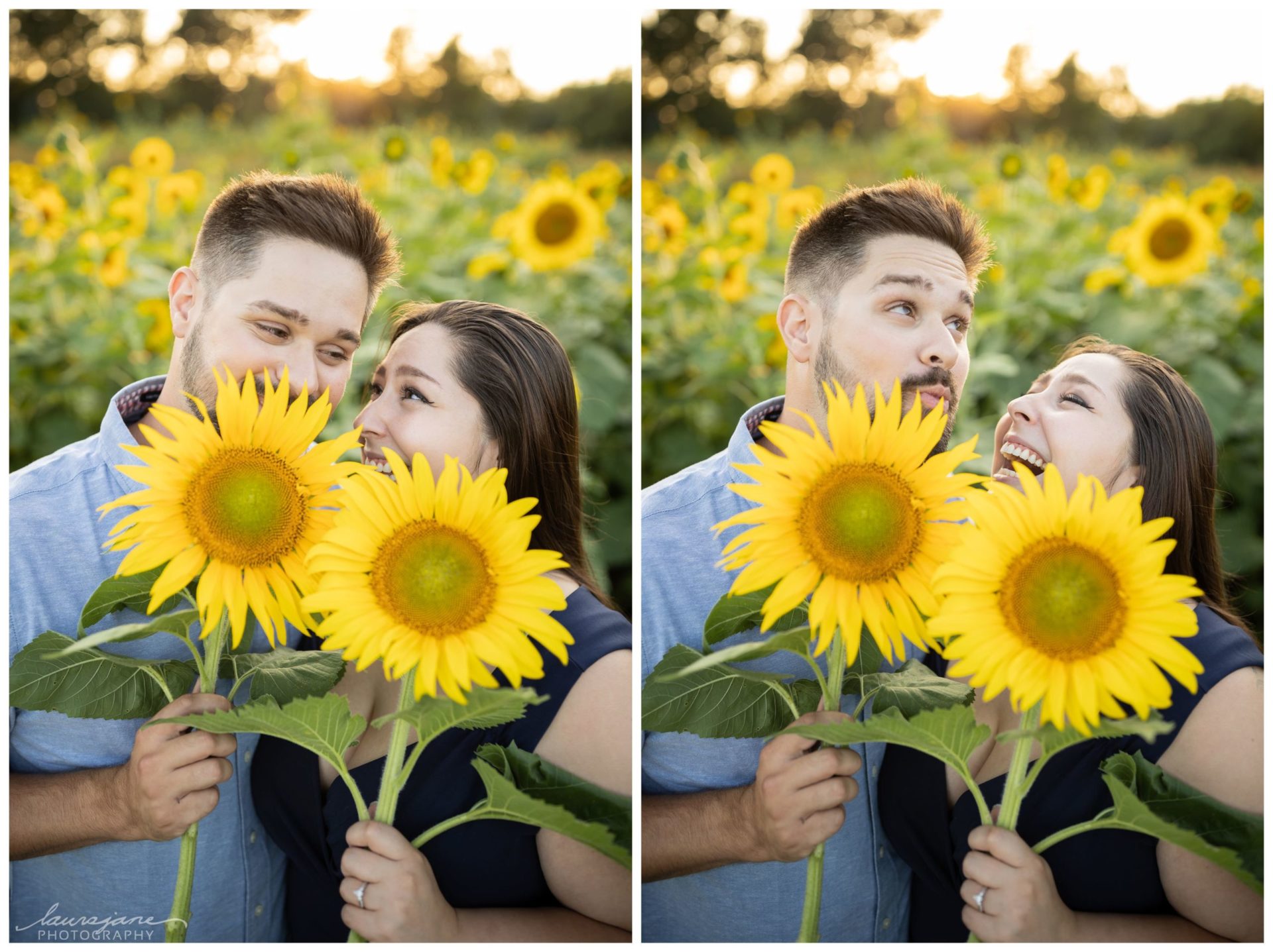 Quirky Engagement Photos with Sunflowers
