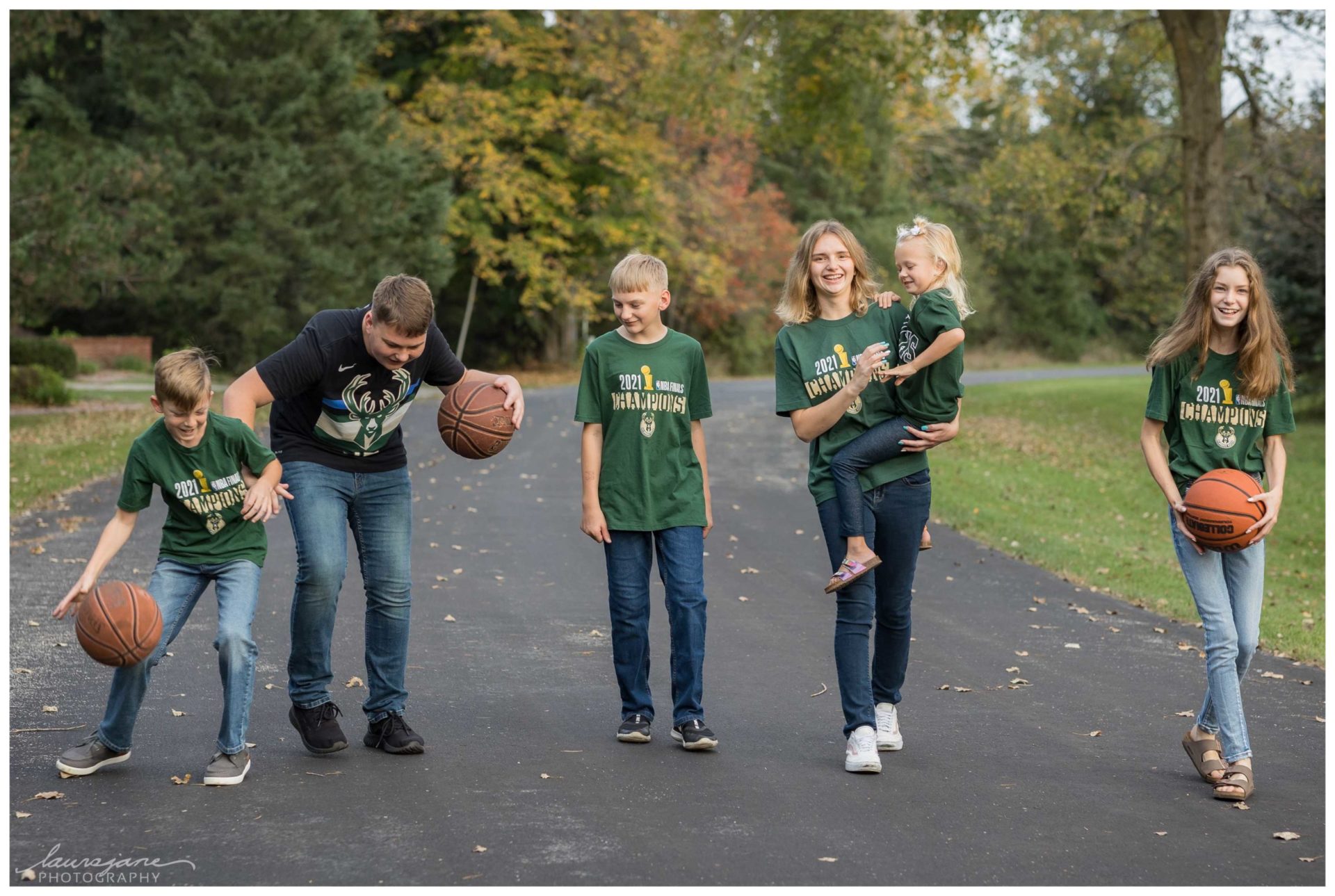 Candid Family Portraits with Milwaukee Bucks Gear