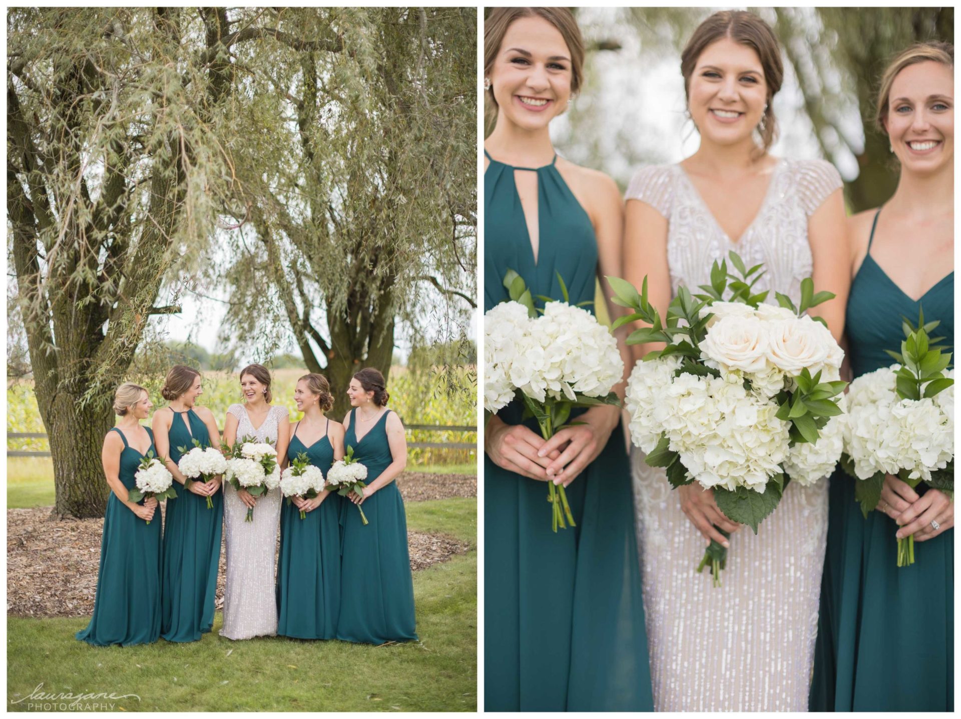 Bride & Bridesmaid Portraits Teal Dresses