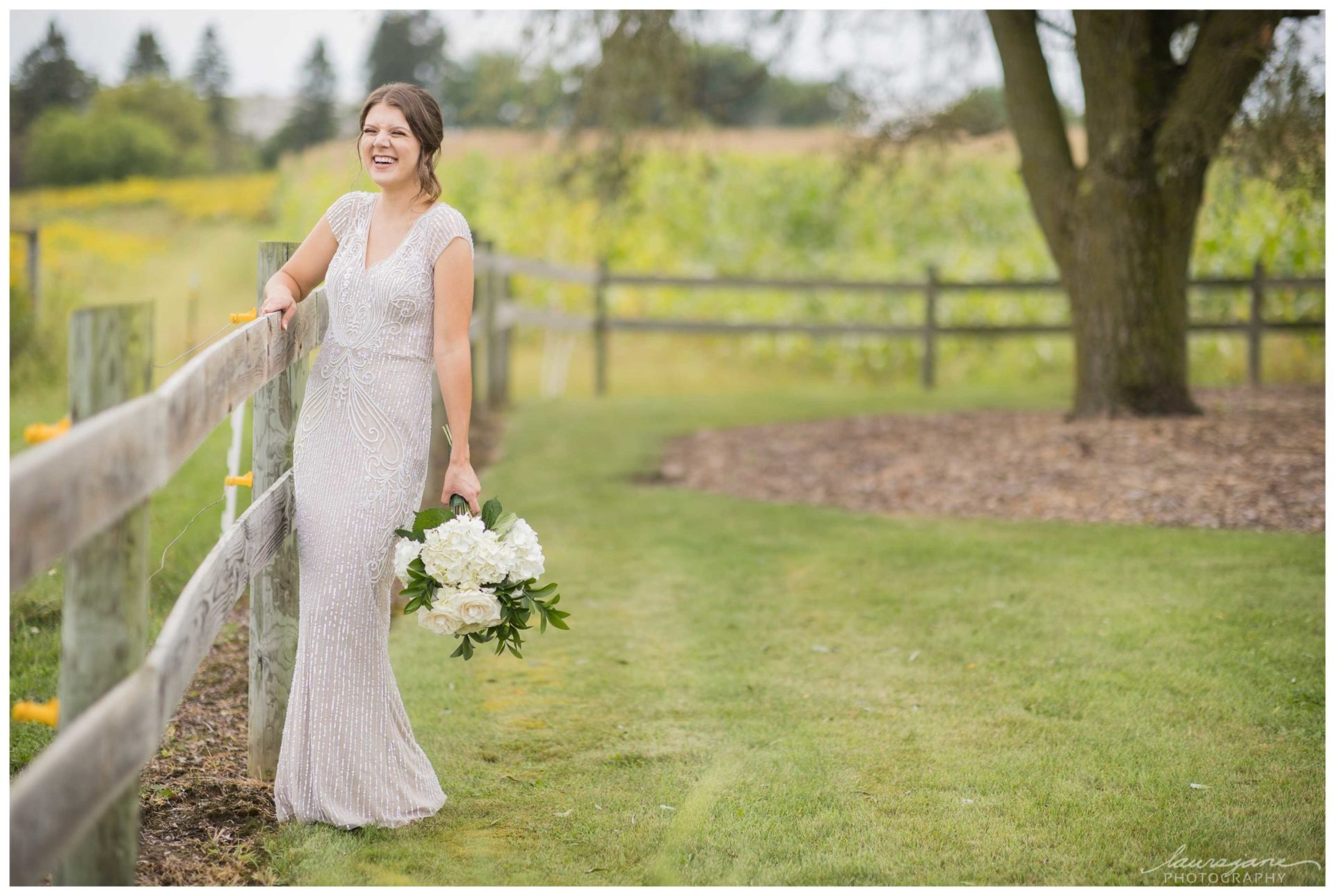 Laughing Bride Portraits by Waukesha Photographer