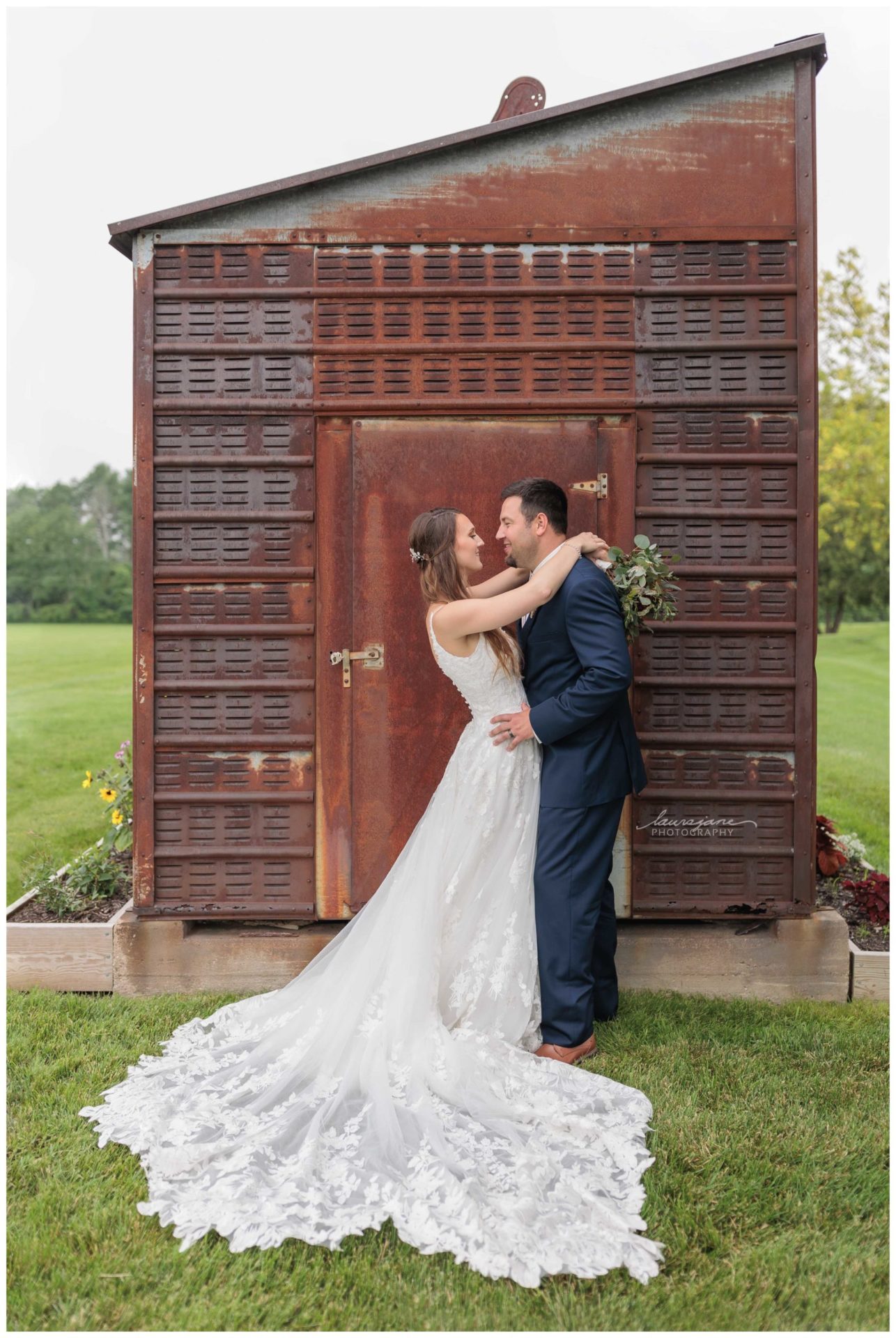 Bride & Groom at Hay Loft Barn Wedding