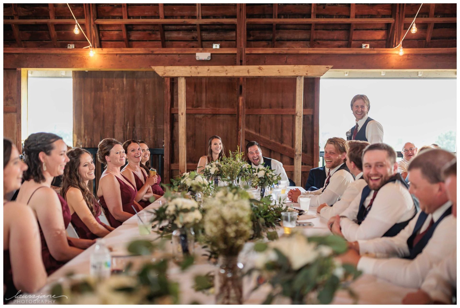 Speeches during Hay Loft Barn Wedding