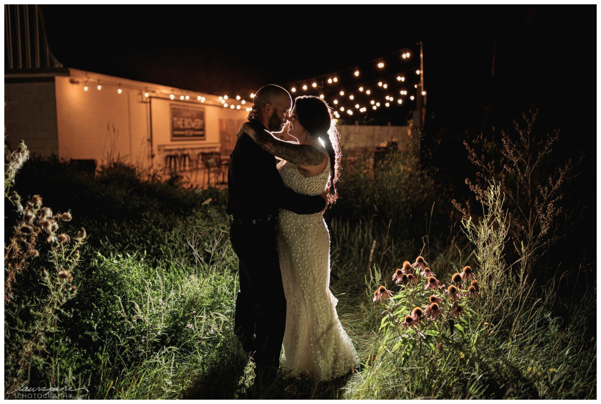 Bowery Barn Wedding Nighttime Portraits